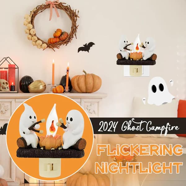 Cute Ghost Flashing Night Light LED Night Light Halloween Decoration Creative Gift 1pc Plug-in Night Light Ornament A A