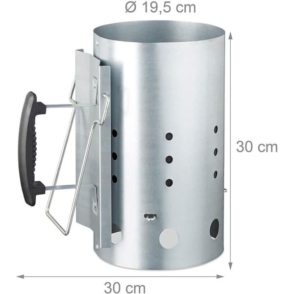 XXL Zinc Charcoal Starter with Heat Shield and Tilting Aid