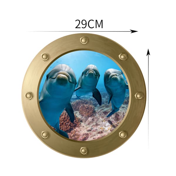 #3D Ubåtsluke veggdekor - Havfisk (Diameter: 29cm),#