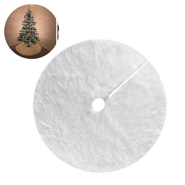 Julgransmatta Långhårig Julgransfilt 90cm Julgransfot Matta Rund Vit Julgransfilt