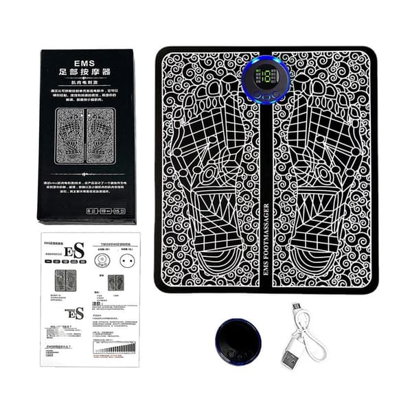 Electric EMS Foot Massager Pad Feet Acupuncture Stimulator Massage White One-size white One-size