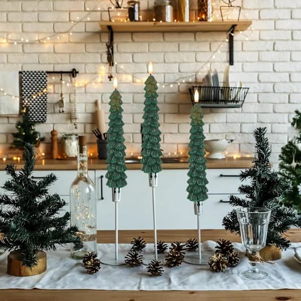Flameless Taper Candles for Christmas Tree with Remote Control and Timer, LED Taper Candles with 3D Flame for Christmas Decoration