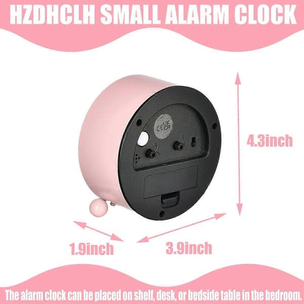 Barns Väckarklocka Pojke/Flicka, Tyst Liten Söt Bordsklocka Batteridriven, 4 \" Analog Väckarklocka Sovrum (Rosa) [DB]
