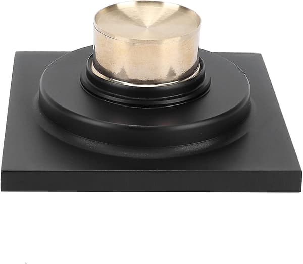 Gulvsluk i kobber, 10x10cm, svart, antikk design, luktsikker, Scrollsqy