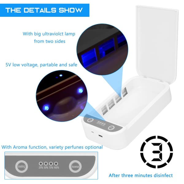 Multifunktionell UV-steriliseringsbox med dubbla USB-laddningsportar för snabb desinfektion Vit Vit White
