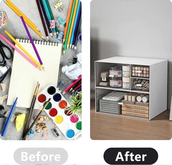 Stackable Desk Organizer with 3 Compartments, Stackable Drawers, Perfect for Desk Storage, Organization Accessories