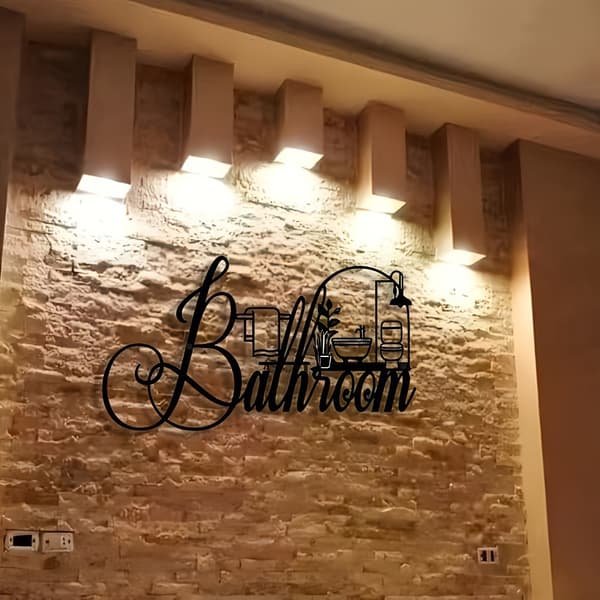 Black Iron Bathroom Sign Wall Decor - Creative Hanging Ornament