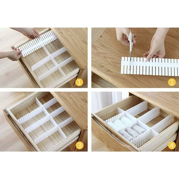 16 stk Skuffedelere Klesoppbevaring Garderobestrømper Undertøy Slips Skjerf Organizer Separator (L, 32,77 cm)