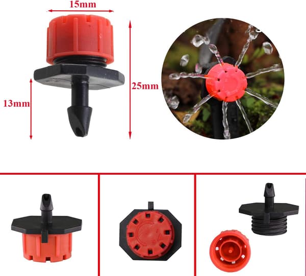 200 stk 1/4 tommers justerbart mikro dryppvanningssystem sprinkler