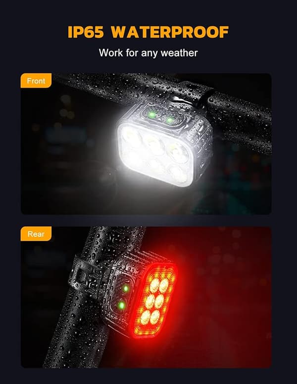Bike Light Set, USB Rechargeable Waterproof IP65 Bicycle LED Light-FX-