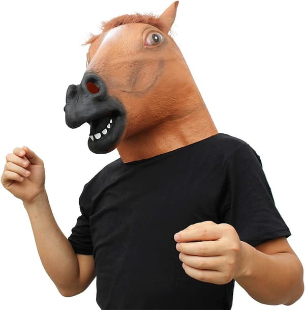 (Brun) Hestehoved Latex Maske til Halloweenfest