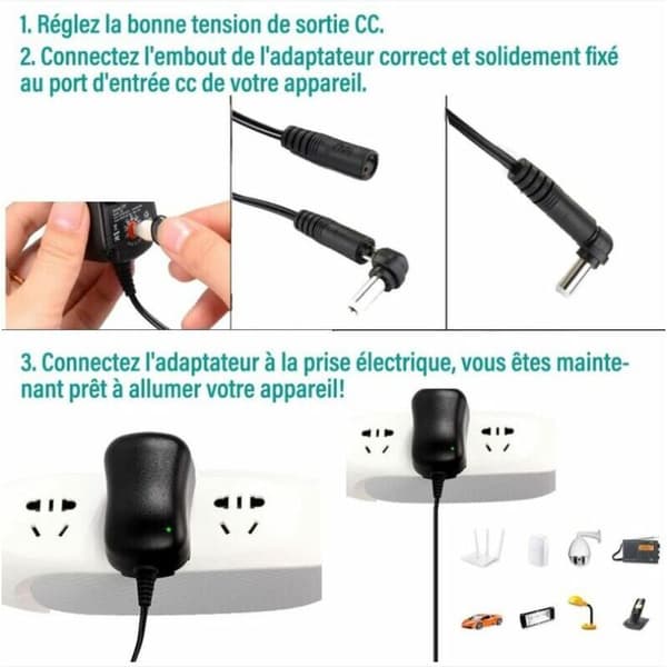 12W Universal Strømadapter 3V til 12V AC DC Oplader til VTech Kidimagic Starlight Kidi LightShow Party Sorio 1 2 3S 3 MobiGo Genius