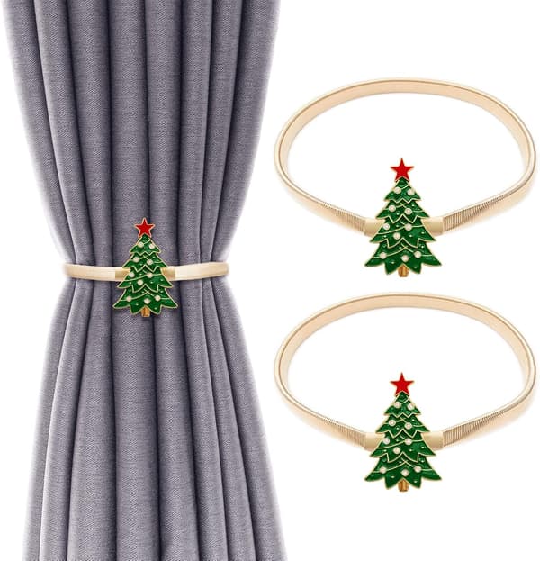 2-pack (Tree) Christmas Curtain Tiebacks Aluminum Alloy Sp