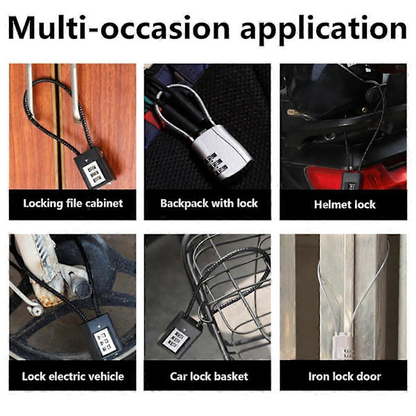 Helmet Cable Lock, Snowboard Lock, Secure Cable Lock, Small Outdoor Padlock 38cm 38cm