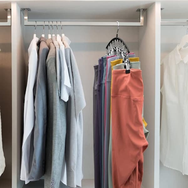 Wardrobe Hanger - 4-pack Metal Clothes Hanger with 10 Clips, Wardrobe Organizer with Rubber Coating_OF