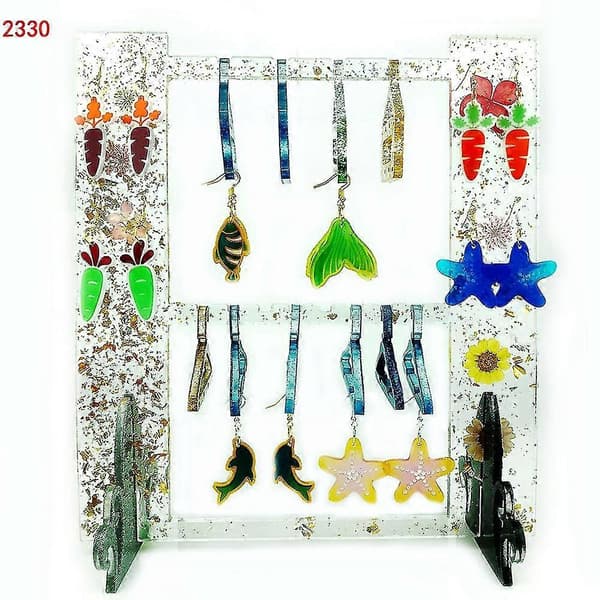 2 st Örhänge Stora Rack Epoxihartsform Gör-det-själv Örhänge Rack Smyckesdisplay Rack Silic M