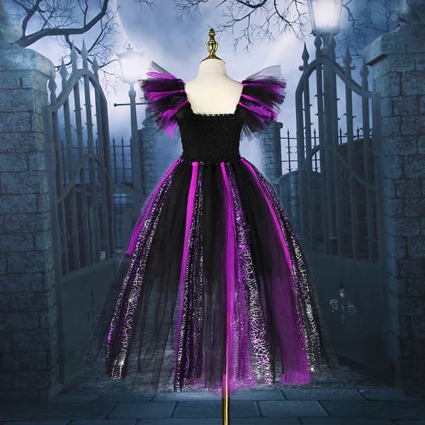 Maleficent Heksekostyme for Jenter med Mesh Cape & Hatt 2-12 År [JUN] Hatt 4-5Y Hat 4-5Y