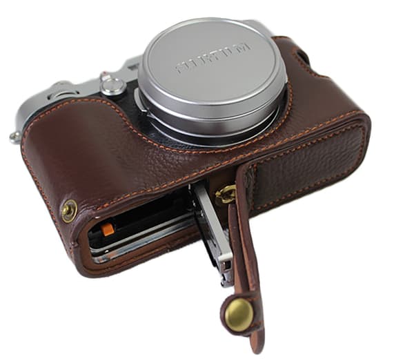 Beskyttende læderkamerataske til Fujifilm x100f mørkebrun