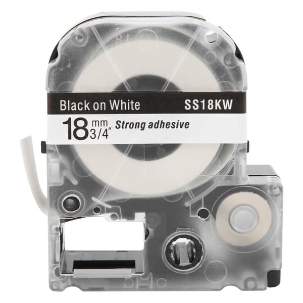 Label Making Tape 18mm PET Waterproof Labeling Tape for Epson Label Printer/KingJim Label Machine Black Text on White Background