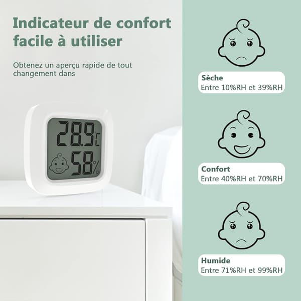 2 stk innendørs termometer, liten digital hygrometer med høy nøyaktighet