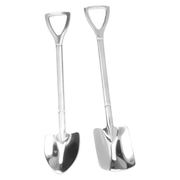 2 stk. skeer i rustfrit stål, robuste, holdbare, korrosionsbeskyttende, blanke, ergonomisk design, bredt anvendte dessertskeer, sølv