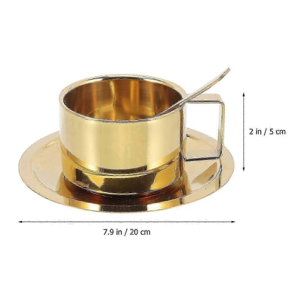 1 sæt kaffekrus i rustfrit stål, kaffekop, ske, underkop, kontorkop