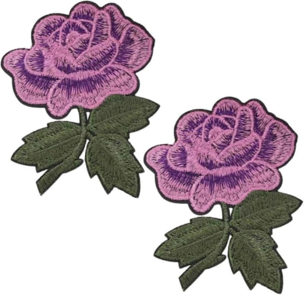 2 st Rosor Påstrykningsbara Märken, Rosblomma Applikationsmärken
