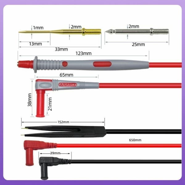 Digital Multimeter Test Lead Kit with Alligator Clips - Compatible with Most Multimeters