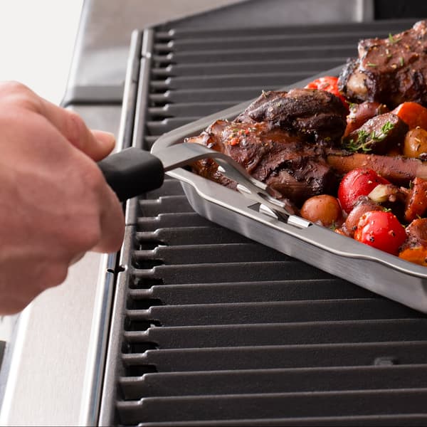 Udendørs grill, grillristløfter, ristløfter til riste i rustfrit stål og støbejern, rustfrit stål og sort (FMY) 1 stk 1pc
