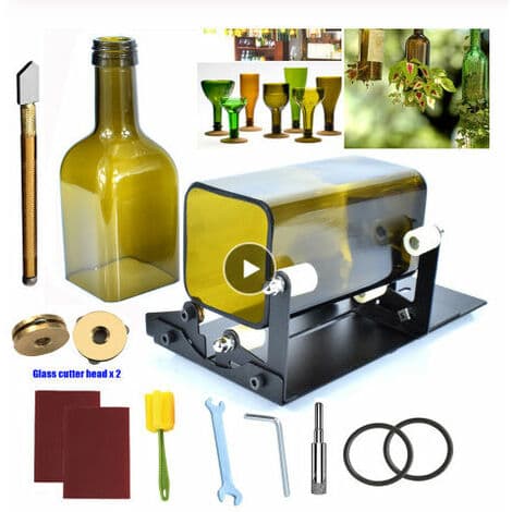 New Square Bottle Cutter Glass Bottle Cutter Wine Bottle Cutter DIY Tool Set Three-Blade Cutting Head-FX-