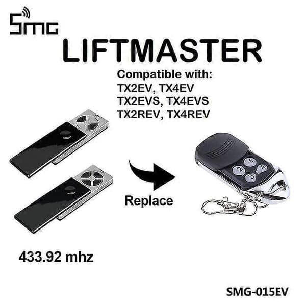 Chamberlain Garasjeportfjernkontroll for Liftmaster Tx2rev Tx4rev Tx2ev Tx4ev Tx2evs Tx4evs 433.92mhz Håndsender db