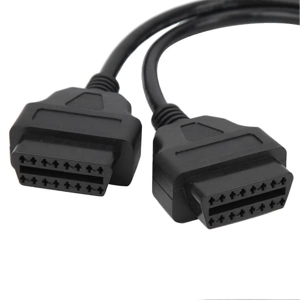 16-bens OBD2 Kabel 1-til-2 Forlængersplitter Bil Diagnostisk Stik Adapter 30cm Forlængerlængde