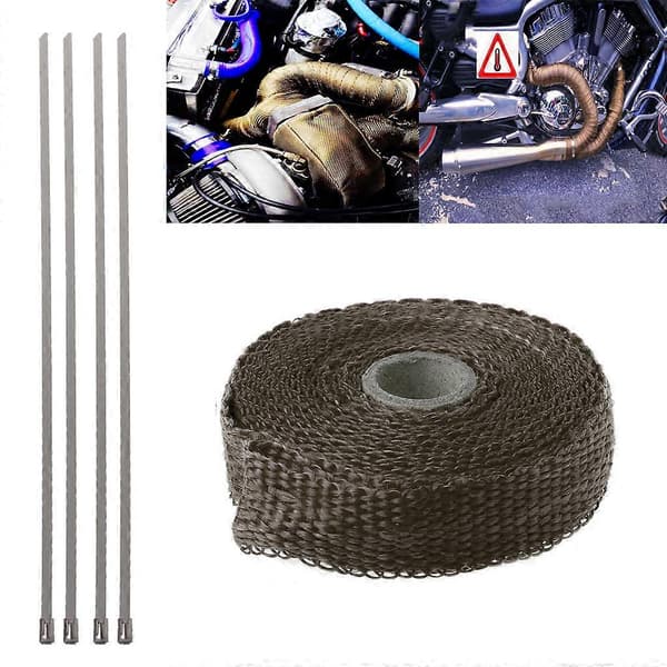 5M Längd Motor Avgasrör Isolering Värmeskyddstejp för Motorcykel Ca