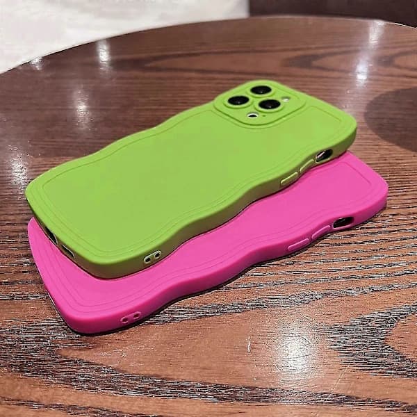 Sødt slik krøllet bølget telefoncover til iPhone 14 13 12 Pro Max Plus S... Pink til iPhone14 Plus