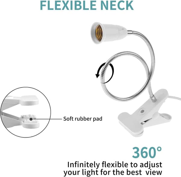 2-pack LED-bordslampa E27 klämfäste glödlampssockel med strömbrytare