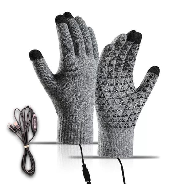 5V Direct Plug-in Heating Gloves, USB Heating Gloves, Knitted Electric Heating Gloves_yux Gray (non-adjustable temperature) Gray (non-adjustable temperature)