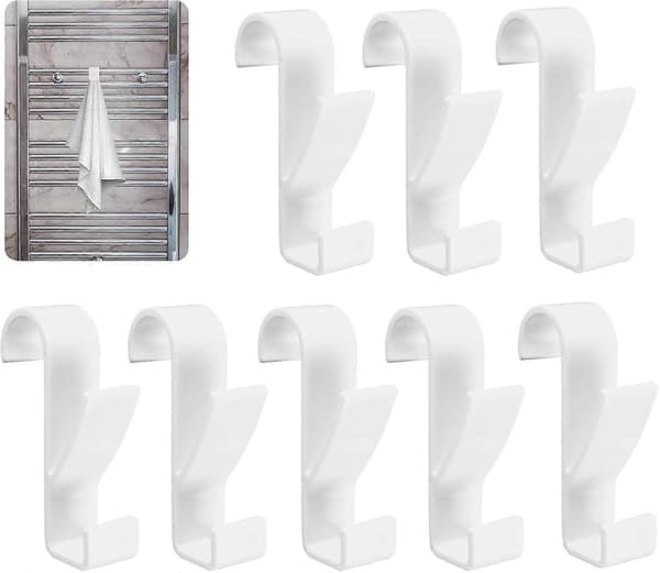 8 Pieces Bathroom Towel Rail Radiator Hook for All Standard Radiators [DB]