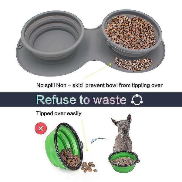 Portable Travel Pet Bowl, Foldable, Expandable, Spill-Proof, Non-Slip Silicone