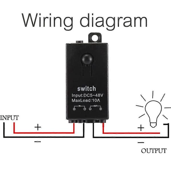 Mini trådløs bryter 12V, 5V/12V/48V/10A relé fjernkontrollbryter, egnet