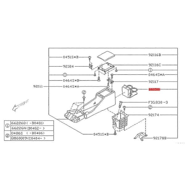 66150SA100ND Konsoll bakre koppholder grå for Forester 03-08