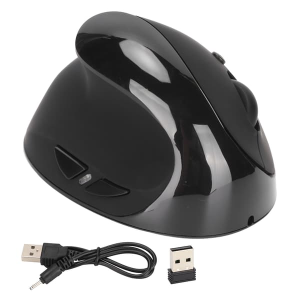 Left Handed Vertical Mouse 2.4G Wireless Vertical Ergonomic Mouse Rechargeable Mouse with USB Adapter Adjustable DPI for PC Black
