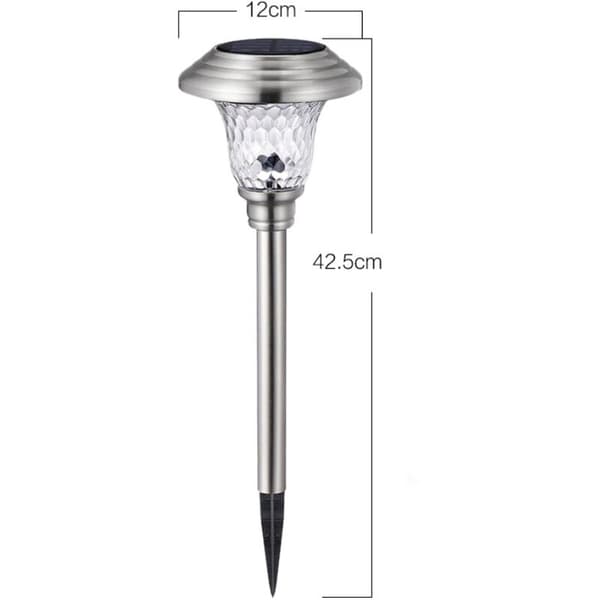 Solcellelampe til græsplæne Udendørs Solcellelampe Vandtæt Rustfrit Stål Glas LED Have Landskab Sokkellampe Stående Lampe, Sølv, Varmt Lys