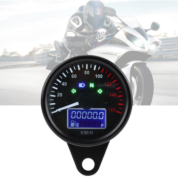 Universal 0 160 KM/H Motorcycle Digital LED LCD Speedometer Tachometer Speedometer Retro Black