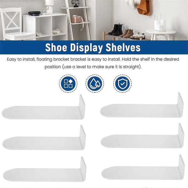 Floating Shoe Shelf for Wall Mounting Set of 8, Clear Acrylic Floating Shelves for Display Window S