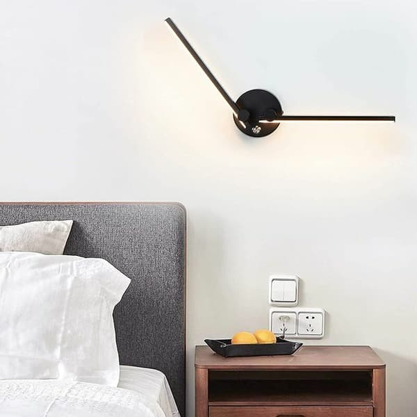 Bathroom Wall Light with Switch 2 Bulbs 12W LED for Bathroom Mirror 73cm Double LED Lamp Adjustable Arm 300° (Black 3000K)