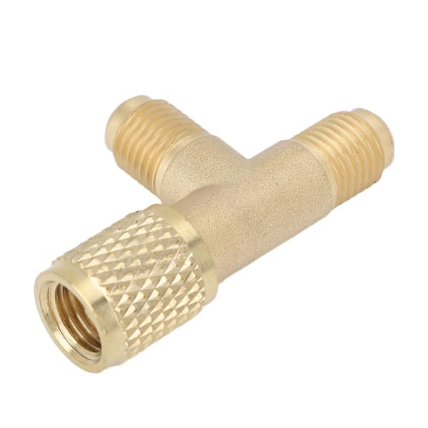 Lynkobling T-adapter med ventilkerne Messing 1/4 tomme SAE Robust konstruktion til R22 R12 R134