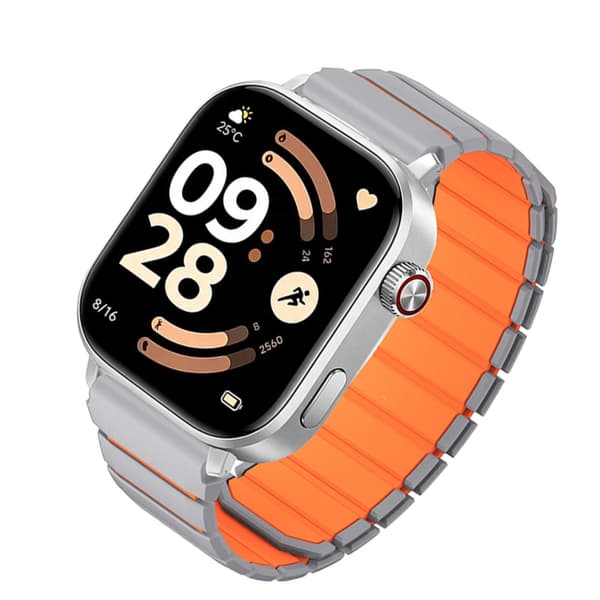Magnetisk silikonerem kompatibel med Redmi Watch 4/5/6 – 22mm, åndbart design til hverdagsbrug Grå Orange Grey Orange