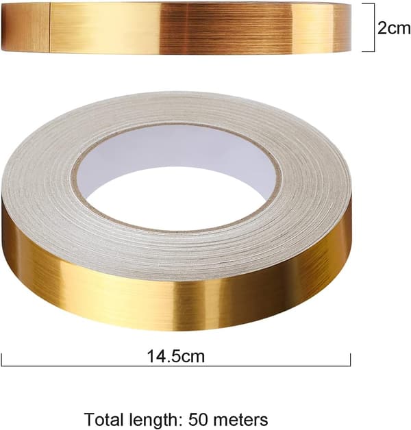 (2cm*50m), gull) Selvklebende dekorativ tape for gulv, vegger,