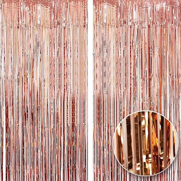 2 kpl 1*2,5 m metallilankaa (ruusukulta), verho folio virtaava silkki Curta