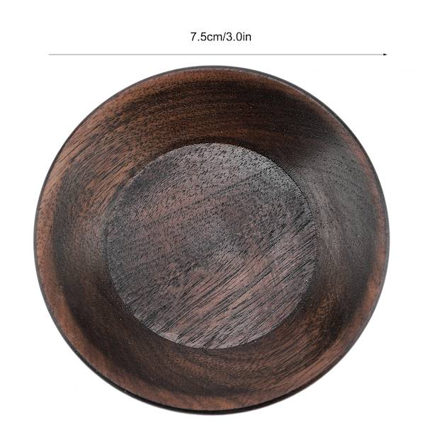 Solid mørk trefruktbrett rundt matserveringsbrett te dessert kakefat (7,5 cm)
